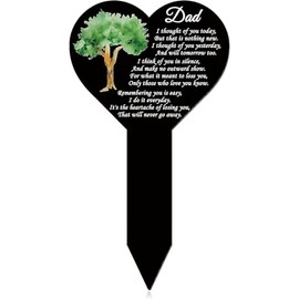 Metal Heart Cross Grave Marker Waterproof Dad Memorial Grave Stake Garden Remembrance Signs Sympathy for Dad Cemetery Decorations Outdoor Yard Signs