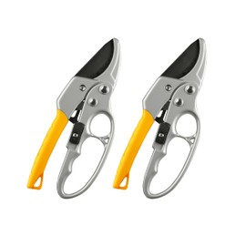 Pruning Shears 7.2" - Ratchet Gardening Shears Heavy Duty - Garden Clippers Handheld - Garden Scissors for Cutting Tree & Plant - Hand Pruners for Gardening, 2 Pcs