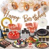 175 Pcs Black and Rose Gold Party Plates Cups and