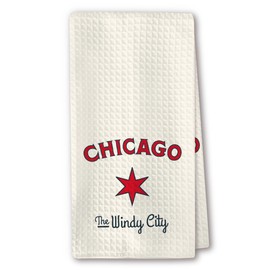Cute Kitchen Towels – Chicago “The Windy City” Neutral Beige Polyester Hand Towel for Home Bars & Tea Rooms, Smart Kitchen Gifts and Housewarming Gift, Also Great as Bar Towels, 16"x24"(298)