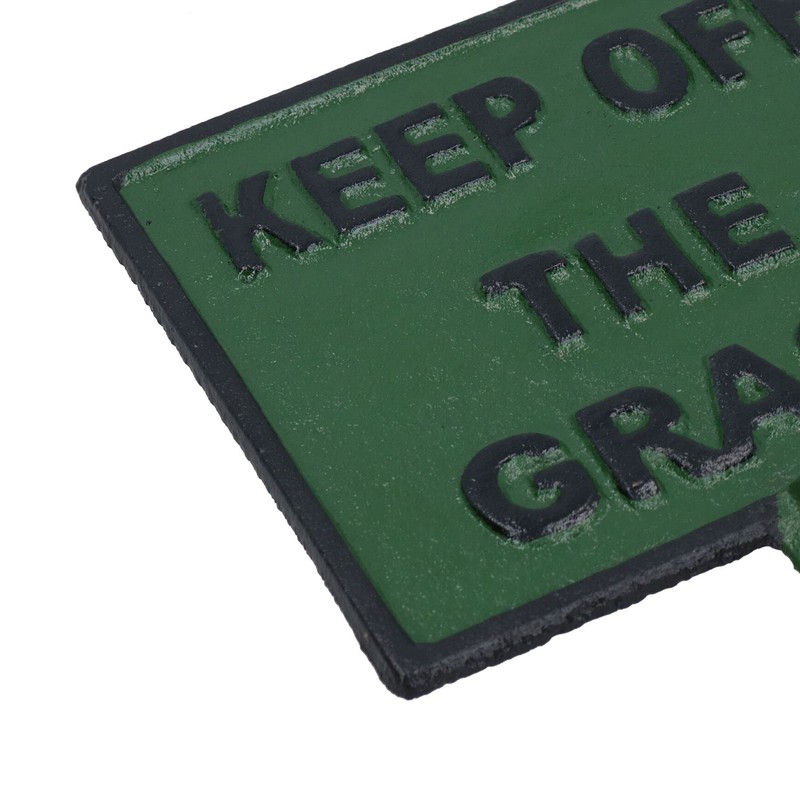 Keep off Grass Sign Cast Iron Sign Plaque Spike Stake