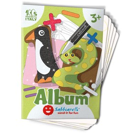 Sabbiarelli Sand-it for Fun Album The Funny Numbers: 5 Pre-Glued Papers, for Painting with Sand (Sand Not Included), Sand Pictures for Children from 3+