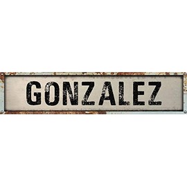 Gonzalez 8" Rectangle White Weathered Painted Metal Rustic Look Decal Bumper Sticker for use on Any Smooth Surface
