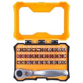 LEONTOOL Bit Ratchet Set, 32-Piece Set, Mini Ratchet Wrench Set, Short, Bit Driver, 72 Gears, Easy Switch Direction, Replacement Screwdriver, Compact, 0.25 inch (6.35 mm) Drive Angle (1/4 inch