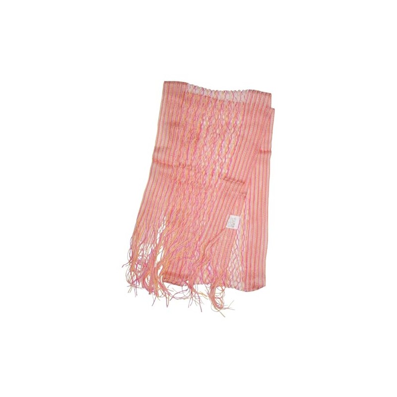 Ladies Crochet Panelled Stripe Neck Scarf (Pink)