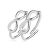 Infinity Symbol Adjustable Rhodium Plated Brass Double Mid-Ring/Toe-Rings