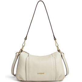 DORIS&JACKY Leather Shoulder Handbags For Women Medium Designer Crossbody Purse And Bags With Two Detachable Straps (5-Off White)