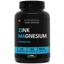 Bandini® ZMA Ultra 180 Capsules (Cover for 60 Days) Zinc, Magnesium and Vitamin B6 - Energy, Recovery and Muscle Mass - Reduces Fatigue and Fatigue - for Men and Women
