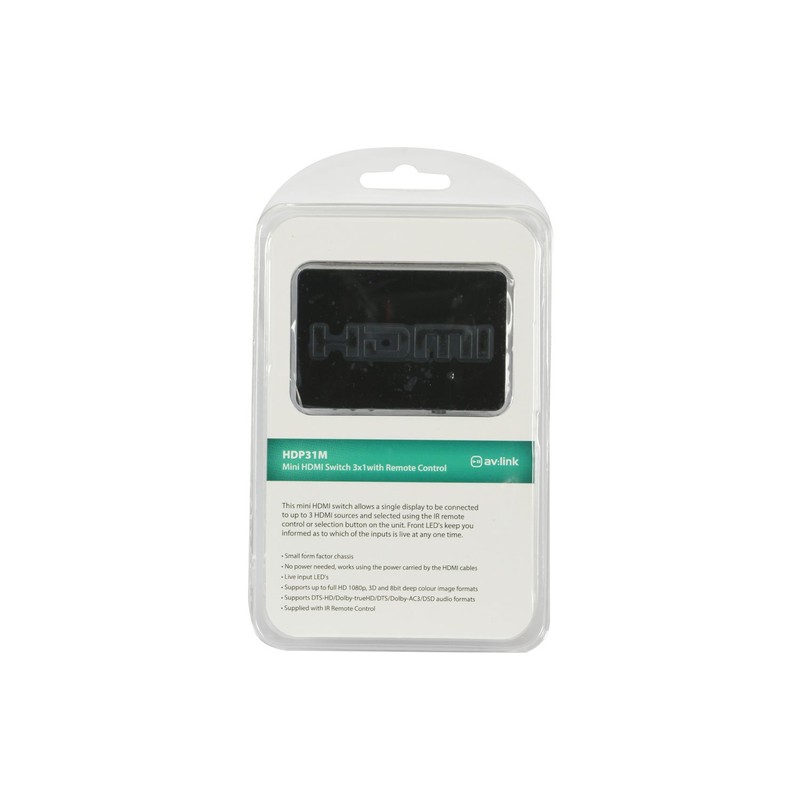 Mini HDMI Switch With Remote Control | 3 x 1