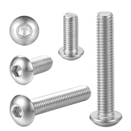 M5-0.8 x 16mm Socket Button Head Socket Cap Bolts Screws Allen Socket Drive Screws Stainless Steel 304 (A2-70) Fully Threaded Machine Screws, Pack of 100