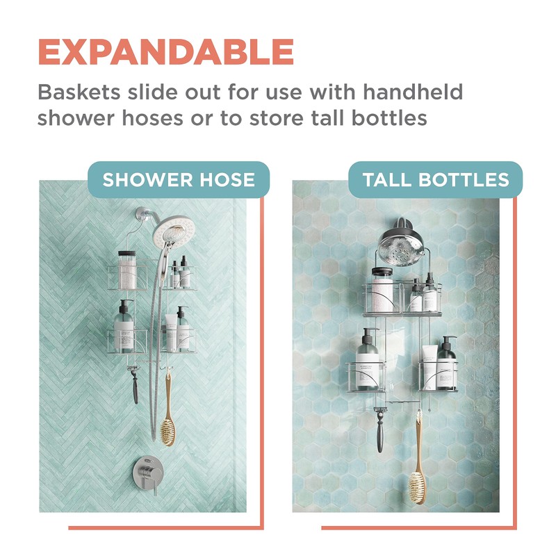 Zenna Home Caddy, Chrome Expandable Over-The-Shower