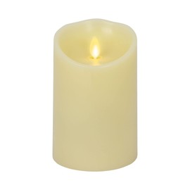 Luminara Scalloped Edge Flameless LED Candle - Ivory 3.5" x 5" - Real Wax Pillar Battery Operated Moving Flame w/Timer Unscented 1000Hr Runtime