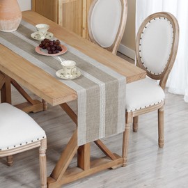 NEWISHER Braided Striped Table Runner Rustic Embroidery Coffee Table Runners for Decorations Weddings Holiday Brown 33x153cm/13x60inch