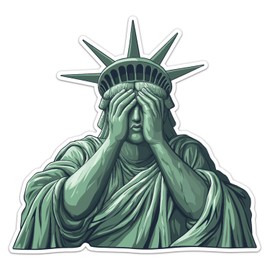 Weeping Statue of Liberty Sticker, Waterproof Vinyl Car Bumper Sticker, Laptop, Water Bottle, Bookcase, Phone Cases, Wall and Window, Size, 5'' Longer Side