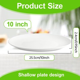 PLMMOUT Ceramic Dinner Plates Set of 4, 10 inch White Ceramic Plates, Round Porcelain Dinner Plate Serving Dishes for Kitchen Microwave, Oven, Dishwasher Safe