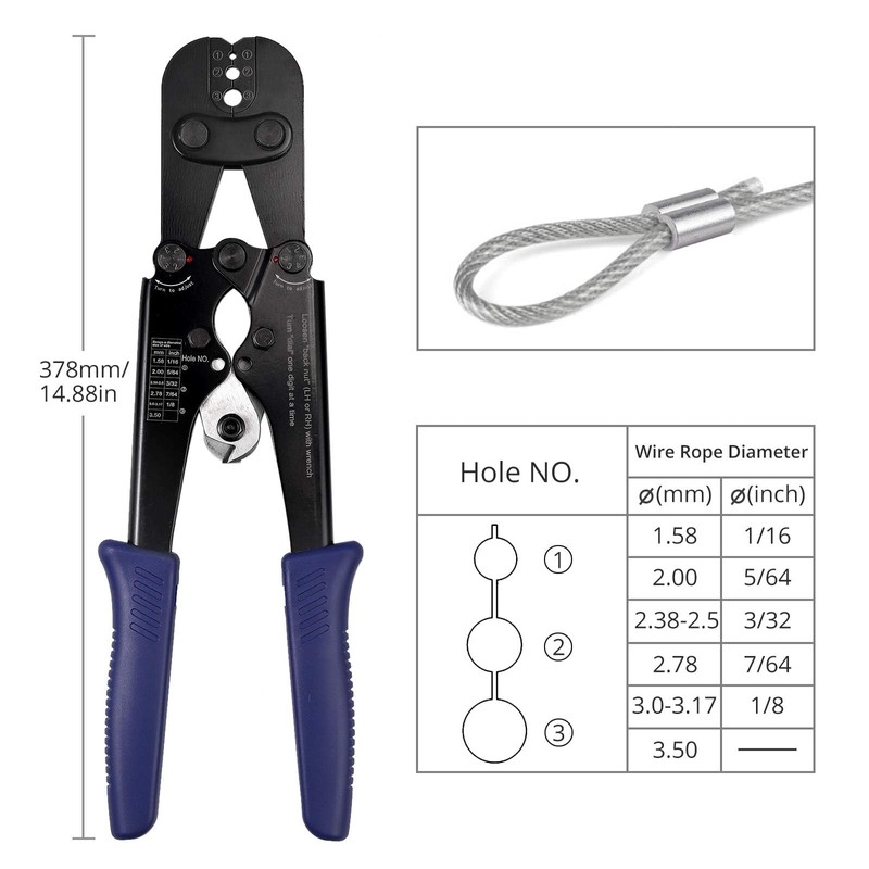 Proster Wire Rope Crimping Tool - Hand Swagging Crimper and