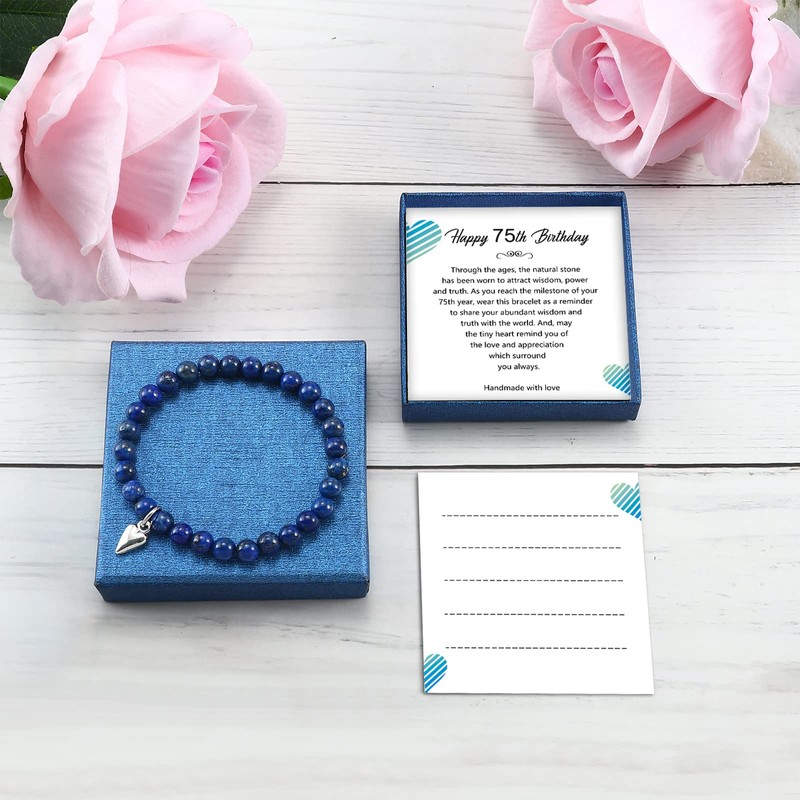 75th Birthday Gifts for Women Men, Amethyst Beads Birthday Bracelet