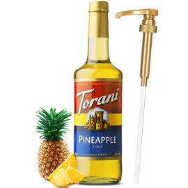 Pineapple Syrup for Drinks 25.4 Ounces Torani with Little Squirt Syrup Pump
