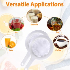 Yuannee Sieve Fine, 2 Pieces 200/400 Mesh Hair Strainer with Handle Plastic Strainer Nylon Sieve Fine Kitchen Sieve Fine Sieve Funnel Strainer Nut Milk Strainer for Juice Soy Milk Coffee Tea Wine