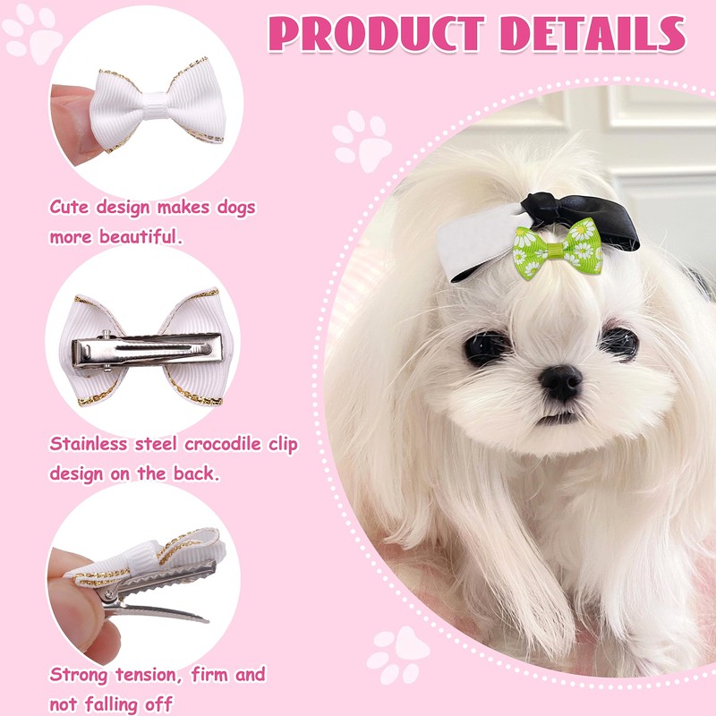 YAKA 60PCS (30 Paris) Cute Puppy Dog Small Bowknot Hair