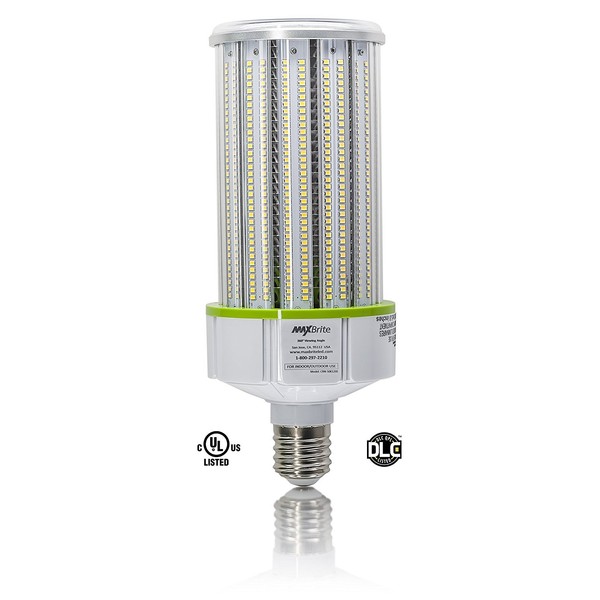 MaxBrite 120W LED Corn Light Bulb 5000K Replaces 800W, 16,200 lumens Mogul Base E39, 100-277V AC UL and DLC Certified