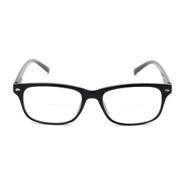 Readers.com Reading Glasses: The Williamsburg Bifocal Reader, Plastic Retro Square Style for Men and Women - Black, 1.25