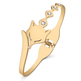 YAYAKO Cute Fox Bracelets Bangle Stainless Steel Dainty Bracelets for Women Girls Bracelet Charms Fox Gifts, Stainless Steel, Rhinestone