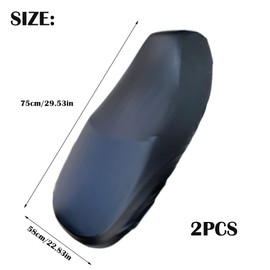 Ltsbaed Pack of 2 Motorcycle Waterproof Seat Covers, Universal Motorcycle Seat Cover with Elastic Band, Black Scooter Seat Cover, Elastic Leather for Motorcycle, Scooter, Seat Protection, 58 x 75 cm