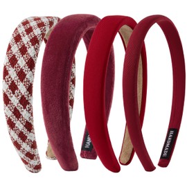 Sunolga 4 Pack Red Headbands for Women Girls Non Slip Padded Hairbands Cute Head bands Wide Headbands Trendy Hair Accessories