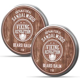 Best Deal Beard Balm with Sandalwood Scent and Argan & Jojoba Oils - Styles, Strengthens & Softens Beards & Mustaches - Leave in Conditioner Wax for Men by Viking Revolution (2 Pack)
