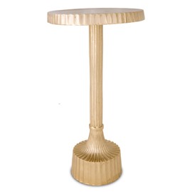 OBJET D'ART Small Round Gold End Tables, Inverness, 22'' Height, Vintage Metal Accent, Side, Pedestal, Coctail and Drink Tables for Living Room and Small Spaces