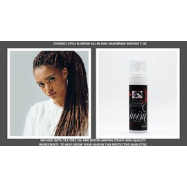 CHOISIE1 Braid Foam Control Mousse Braiding Mousse for Braids Twist, Locs High Shine Style and Moisturizes No Frizz or Fraying Hair Mousse for Braids - 7 oz