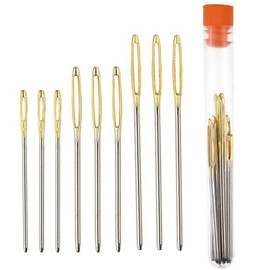 12 Pieces Large Eye Blunt Sewing Needles Tapestry Stainless Steel Yarn Knitting Needles Embroidery Hand Sewing Needles with Aluminum Needle Storage Tube