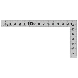 Shinwa Sokutei Measuring Square, Flat, Silver, Same Scale on Front and Back