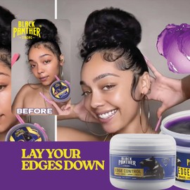 Black Panther Edge Control Gel For 4C Natural And Relaxed Hair, Enriched With Multi Vitamins, Non-Greasy, Non-Flaking, No White Cast, 24 hrs hold, Supports Hair Growth, Protective Hair Types