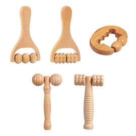 Laroal 5-teiliges Massagerollen-Set aus Holz, professioneller Muskelrollenstab, manuelles Massagegerät aus Holz für den ganzen Körper, Rücken, Nacken, Beine, Cellulite und Bauch