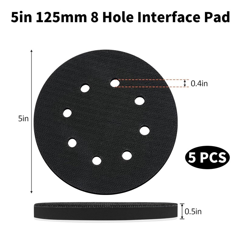 5 Pack 125 mm 8 Holes Soft Density Interface Pads,5
