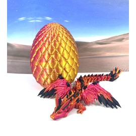 Crystal Winged Dragon with Egg, 3D Articulated Dragon with Autumn Wings, Fidget ADHD Autism Toy CW010