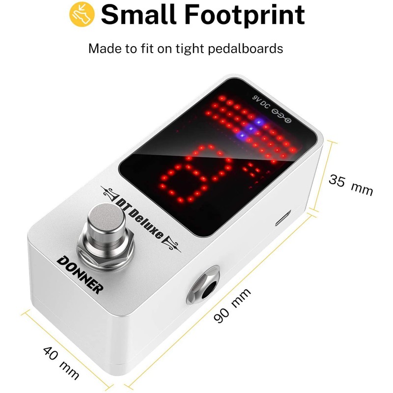 Donner - Pedal sintonizador de guitarra cromática de lujo DT