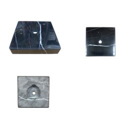 Lamp/Sculpture Base-Marble-5"-Square: Black or White (1 Pc.) (5" Marble-Square-White-No Cord Hole)