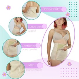 Faja postparto cesarea transpirable [Alta] - faja de maternidad moldeadora SaraMontiel maternity (XXL, Nude)                                          