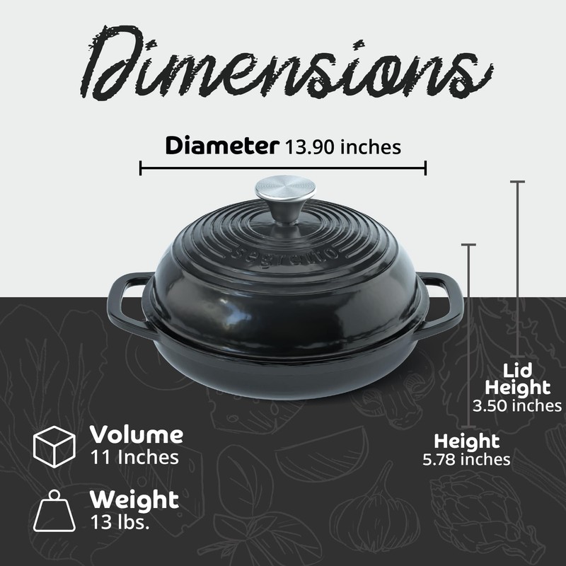 Enameled Cast Iron Bread Pan with Lid, 11” Nero (Black)