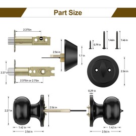 HOSOM 3 Pack Entry Door Knob and Single Cylinder Deadbolt Set, Matte Black Door Knob with Lock and Key, Keyed Alike Exterior Door Lock Set for Entrance and Front Door