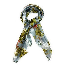 Big Square Scarf Women 70cm x 70cm Large For Hair Silk - Pale Blue Floral