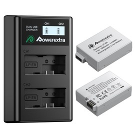 2 Pack LP-E8 Battery 1900mAh and Dual USB Charger Smart LCD Display Compatible with Canon Rebel T3i,T5i,T2i,T4i,600D,550D,650D,700D,Kiss X5,KissX4,Kiss X6 Digital Camera