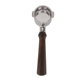 51mm Bottomless Portafilter with 2 Ear Fits for Delonghi Coffee Maker Stainless Steel Bottomless Portafilter Wood Handle Straight Style