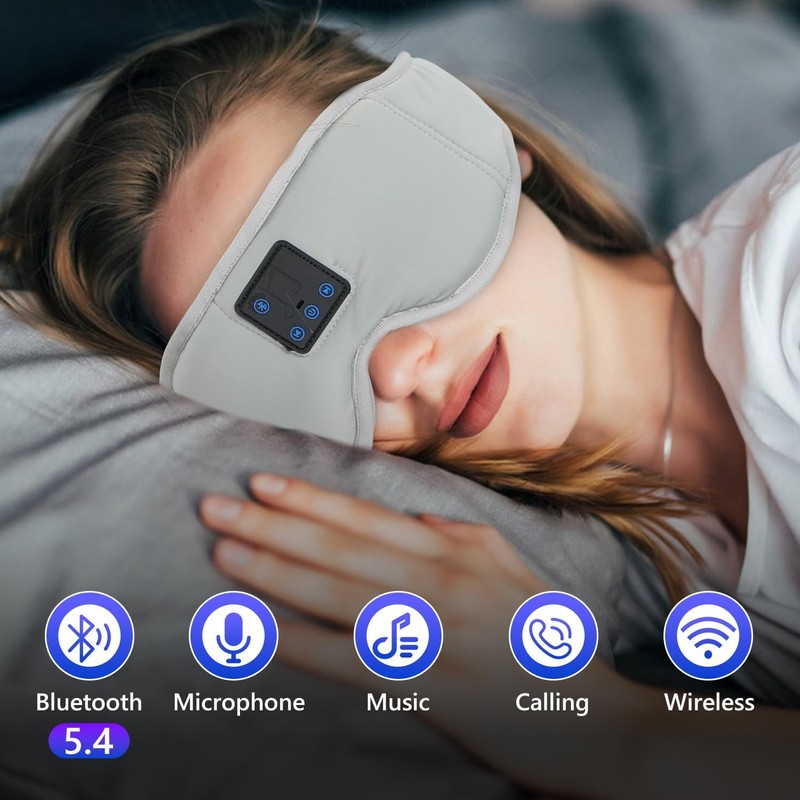Aurya Sleep Mask Headphone Bluetooth 5.4, Wireless Bluetooth Music 3D