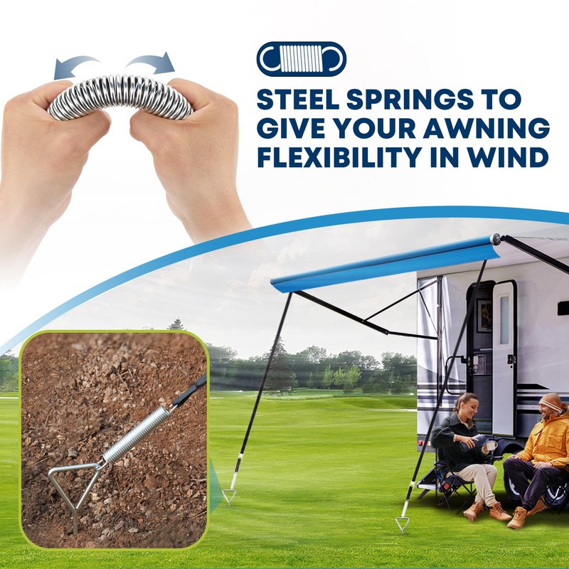 Kohree RV Awning Tie Down Kit, Heavy-Duty Camper Awning Anchors