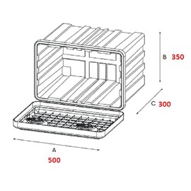 Carado Daken Just 500-R Truck Storage Box with Holder Tool Box 500 x 350 x 300 mm Storage Box Tool Box