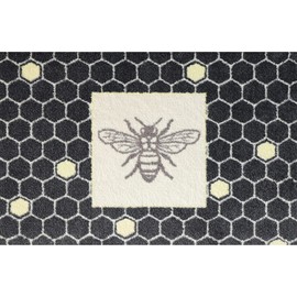Bungalow Flooring Bee Hex ColorStar Door Mat, 2' x 3', Made in USA, Machine Washable, Durable and Decorative, Eco-Friendly Welcome Mat, Skid Resistant, Charcoal